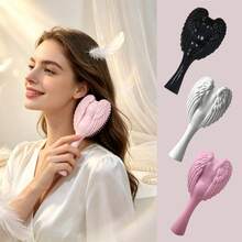 1pc Premium Angel Wings Queen Comb, Angel Wings Cushion Hairbrush, Soft Scalp Care Exfoliating Massage Comb, Dry & Wet Hair Styling Brush, 3 Colors Available For Women's Daily Salon Use - One Size - View 3