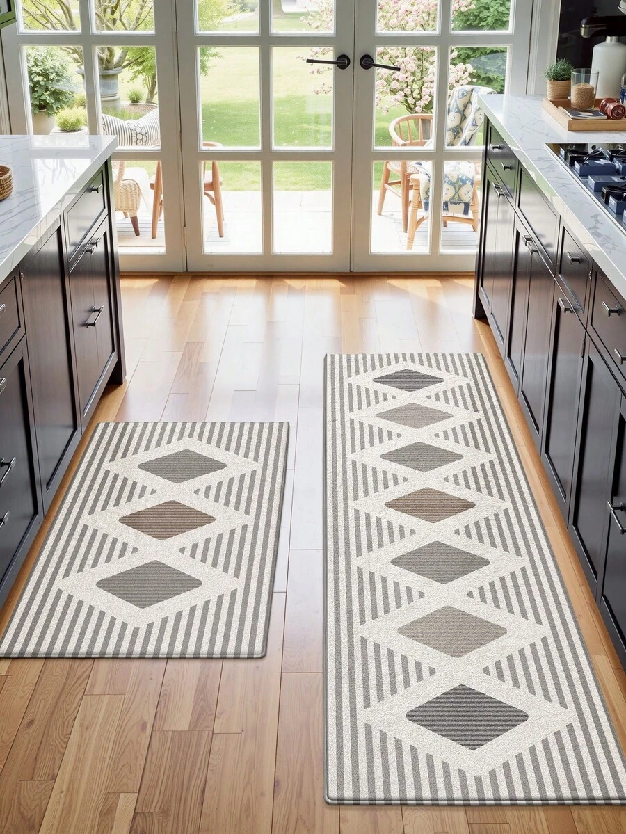 DAJIANG 1pc Vintage Striped Long Runner Rug, Suitable For Bathroom, Kitchen, Outdoor, Hallway, Bedroom, Living Room, Machine Washable Easy To Clean, Non-Slip Entryway Mat, Bedroom Decor Carpet Accessory