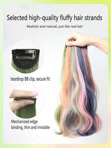 Synthetic 2 Pieces/Set 50cm Colored Curly Hair Extensions, Water Wave Pink/Blue/Purple, Halloween/Christmas Wig - Multicolor - View 2