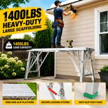Height-Adjustable Heavy-Duty Scaffolding Portable Folding Work Platform (Equipped With Non-Slip Base And Sturdy Frame); Suitable For Truck Washing, Semi-Trailer Maintenance RV Roof Cleaning, And Commercial Vehicle Exterior Repair - Standard 105cm - View 6