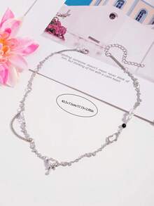1pc Luxury Niche High-End Heart Faux Pearl Necklace For Women, Versatile Fashion Sweet Cool Style Collarbone Chain - Multicolor - View 5