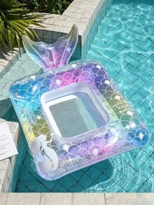 Adult Mermaid Floating Pool Blinds Portable Inflatable Raft With Handle, Essential Swimming Accessory, Suitable For Pool Parties, Beaches - A - View 2