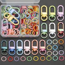 110pcs/Box Random Mixed Color DIY Keychain Making Parts, Includes 10pcs Rotating Lobster Clasps + 100pcs Jump Rings, Zinc Alloy Spring Clasps, Door Hooks, Connector Hooks, Suitable For Handmade Braided DIY Keychains, Bag Charms, Open Connection Rings, Keychain Accessories Making Materials, DIY Key Ring Accessories Making - Door Latch & Jump Ring - View 12