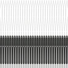 30/50/100 Pieces Hair Extension Loop Needle Threader Wire Pulling Hook Tool And Bead Device Tool Plastic Loop Needle For Hair Or Feather Extensions Supplies, DIY, Black, Halloween - View 1