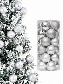 24 piezas Bolas colgantes para árbol de Navidad, Bolas colgantes de Navidad color rosa, Bolas de Navidad, Decoración de árbol de Navidad, Para fiesta de boda navideña, Navidad, Vacaciones, Decoración de habitación, Decoración navideña del hogar, Decoración navideña de la casa, Decoración del hogar de otoño - Varios estilos - Ver 4