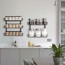 9-Tier Adjustable Wall Mount Spice Rack - Versatile Kitchen Storage Organizer, Black - View 3