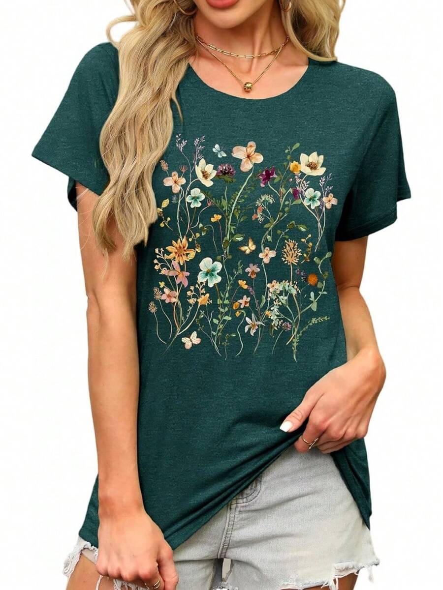 Women T-Shirts - 墨綠色 - 查看 1