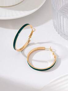 1 Pair Elegant Fashion Geometric Enamel Earrings Suitable For Women's Daily Wear - Hoop Earrings - View 11