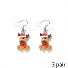 1/2/3 Pairs Christmas Fun Cute Reindeer Shaped Resin Dangle Earrings - Christmas Reindeer Earrings - View 11