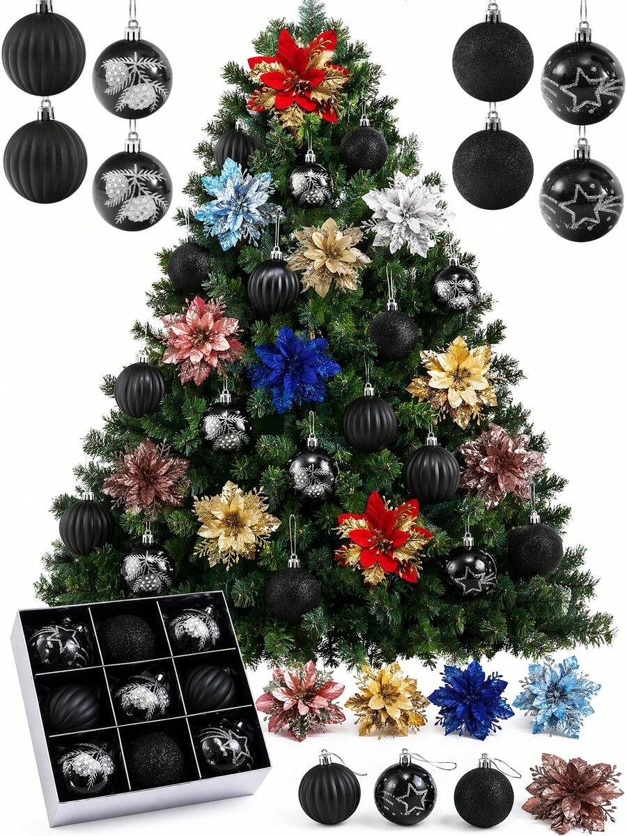 9pcs/Box Christmas Ball Ornaments, Christmas Tree Decorations, Hanging Shatterproof Plastic Balls, Suitable For Christmas Tree, Wedding Party, Window Decoration, Valentine's Day, Home Wall Decor, Create Festive Atmosphere, Christmas Gift - Christmas 4 - View 1