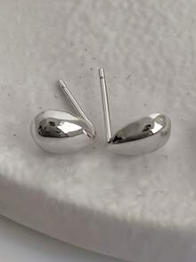 1 Pair Minimalist Stud Earrings, Women's Wedding Anniversary Accessory Gift - Silver - View 7