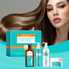 EELHOE 1 Set,Moroccan Argan Hair Care Set, Improving Damaged Hair Quality, Making Hair Smooth And Supple, Nourishing Scalp Hair Follicles, Promoting Healthy And Smooth Hair Quality, Lustrous And Voluminous Hair Set - 青碧色 - 查看 1