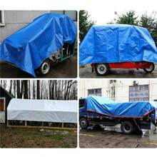 Lona impermeable gruesa azul & roja, resistente a desgarros y a los rayos UV, de PE con ojales de metal reforzados, cubierta para todo clima para camión/camping/piscina/barco/sitio de construcción - A - Ver 1