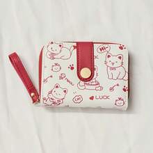 Cute Bear Print Women's Wallet, Original Minimalist Japanese Style, 70% Off, Snap Closure Short Student Coin Purse, Clutch Bag - View 5