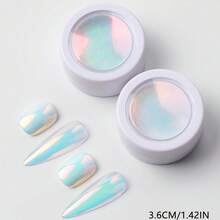 2PCS Neon Aurora Nail Powder - Ultra Bright Holographic Mirror Effect & Mermaid Aurora, Suitable For Home DIY Salon Manicure, Multi-Color Glitter Powder For Nail Decoration, Silk Moonlight Powder Magic Mirror Powder High Gloss Fairy Aurora Powder - Multicolor - View 5