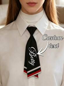 Customizable Text Tie, Suitable For Daily Business Casual Wear, Can Be Paired With Shirt For Party, Personalized Women's Tie, Customized Collegiate Style Tie - Multicolor - View 6
