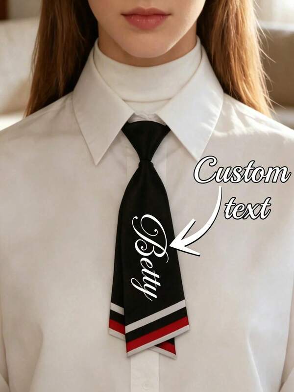 1pc Customizable Text Tie, Suitable For Daily Business Casual Wear And Matching Shirts For Parties, Personalized Women'S Tie, Customized Necktie