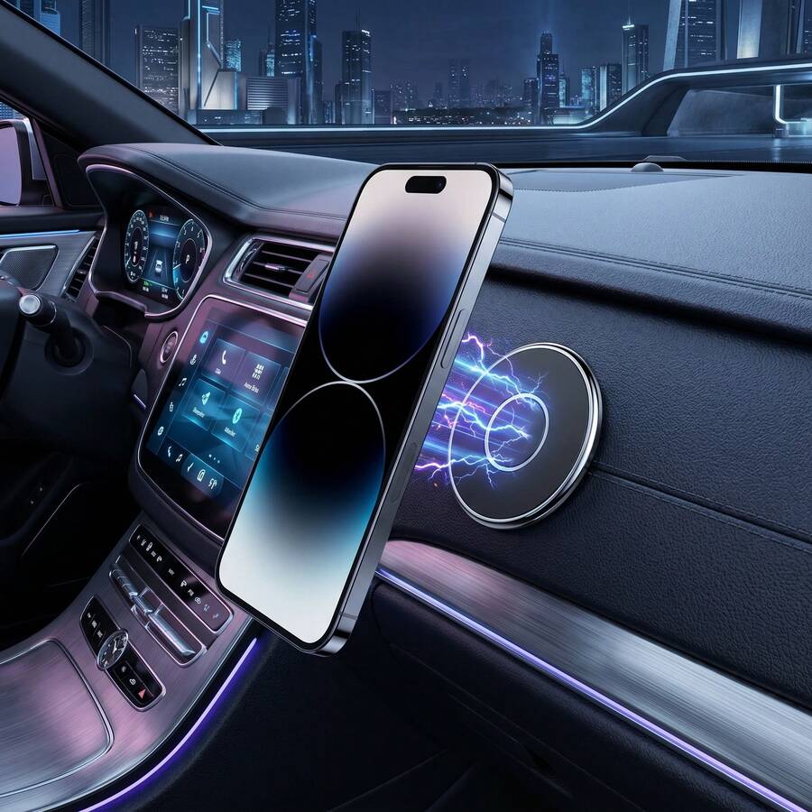 Q6 Black And Silver One-Size-Fits-All Car Phone Holder