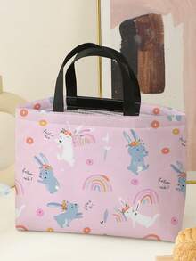 1-Pack Lunch Bag, Thermal Bag, Bento Bag, Picnic Bag And Food Storage Bag With Rabbit Print Design, Large-Capacity Aluminum Foil Insulated Lunch Tote, Portable Handheld Cold-Preserving Bento Bag - Multicolor - View 6