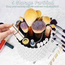 Rotating Toothbrush Holder, Multi-Functional Toothbrush & Toothpaste Storage Box, Bathroom Use, 5-Compartment Makeup Brush Organizer - Multicolor - View 2