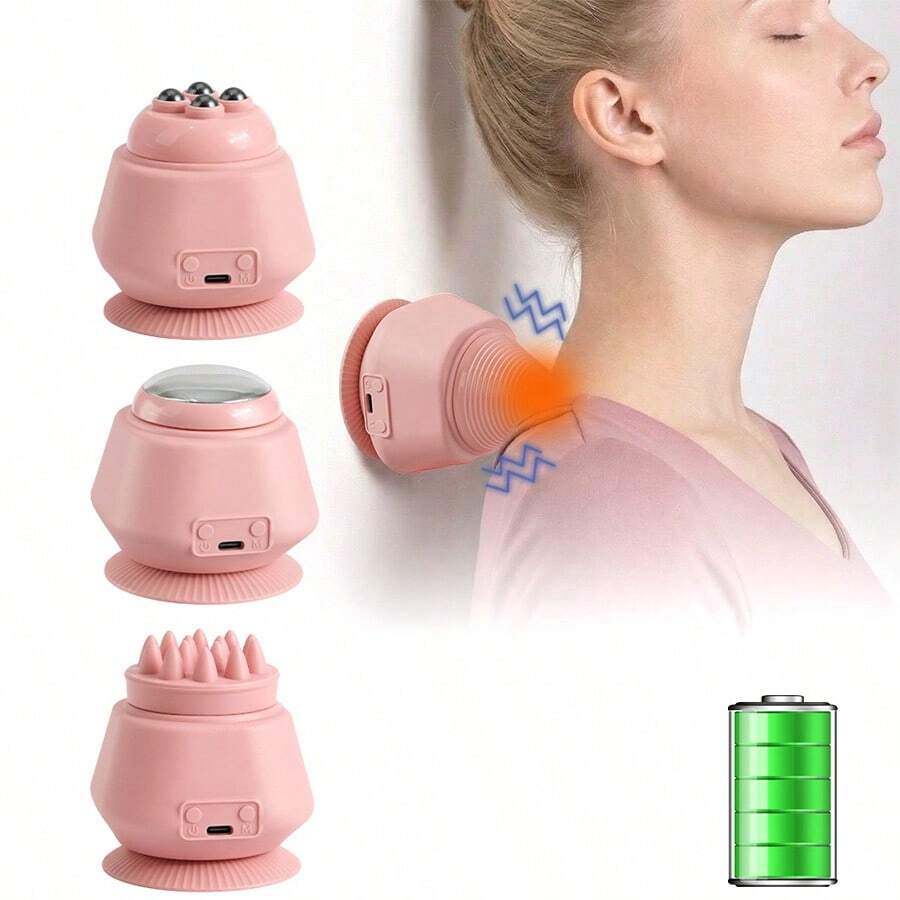 Mini masseur rechargeable, appareil de massage mains libres pouvant adhérer aux murs et aux sols, convient pour un massage du corps entier, excellent cadeau