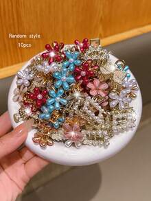 10pcs Random Style Colorful Daily Hair Claw Clips For Loose Hair Decoration - Multicolor - View 5