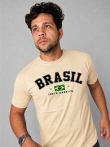 Men Plus Size T-Shirts - 米色 - 查看 1