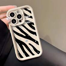 1pc [Pure Android Version] Zebra Stripe Snowflake Personalized Cute Minimalist Black & White Creative Girls Versatile Ins Soft Sweet European & American Girls Beautiful Pretty Vintage, Matte White Lens Frame Stepped Design Full Coverage Anti-Drop Soft Shell, [International Version Not Local Version] Suitable For Android/GALAXY/A/S/FE/PLUS/ULTRA/PRO/NOTE/POCO/X/Transsion/HOT/PLAY/SPARK/POP/SMART/RENO/Honor/E/G/Phone Case - Multicolor - View 7