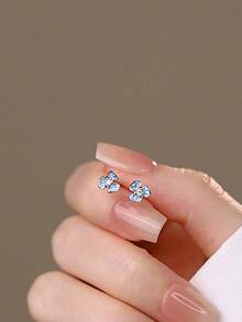 1 Pair S925 Sterling Silver Fresh Iris Flower Stud Earrings, Delicate Feminine Vibe, Versatile For Daily Commute, Exquisite Earrings, Gift For Girlfriend, Best Friend, Birthday, Holiday, Niche Design, Mori Style Cartilage Studs - Flowers - View 5
