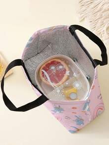 1-Pack Lunch Bag, Thermal Bag, Bento Bag, Picnic Bag And Food Storage Bag With Rabbit Print Design, Large-Capacity Aluminum Foil Insulated Lunch Tote, Portable Handheld Cold-Preserving Bento Bag - Multicolor - View 4