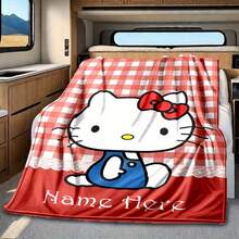 SANRIO 1件個性化法蘭絨毯,可愛卡通圖案,可客製化姓名文字,柔軟保暖,適合午睡、沙發、辦公室床鋪、露營旅行,多功能禮品蓋毯,四季適用 - 彩色 - 查看 15