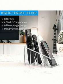 1pc Transparent Plastic TV Remote Control Storage Box, Non-Slip Base Desktop Organizer, Universal For Office, Workspace, Dorm, Multi-Functional Stationery Storage Organizer, Back To School Essential - Multicolor - View 6