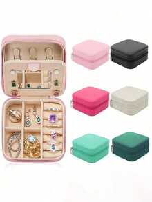 1件個性化野花原野米色珠寶盒，拉鍊式開關，可客製化姓名，伴娘禮物，畢業生日禮物送給姐妹和朋友 | 送給母親的最佳禮物 | 情人節禮物 | 送給她的禮物 | 聖誕節，珠寶盒 - 彩色 - 查看 11