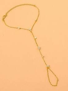 1pc Fashion Multi-Layer Mesh Tassel Beaded Toe Ring Anklet, Vacation Accessory, Wedding Party Daily Accessory Holiday Gift (Avoid Contact With Water) - Gold - View 8