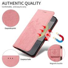 1pc Leather Wallet Phone Case With Card Slot Compatible With Apple 17 Pro Max / Galaxy A56 Series, Fashionable Protective Cover - Pink - View 3