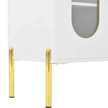 White Sideboard With Glass Doors And Wine Rack – Plenty Of Storage Space For Dining Room & Living - 白色 - 查看 11