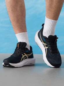 Asics Men's Running Shoes GT-142 2026 Summer New Breathable Stable Support Sports Running Shoes 1011C077-004 - Black/Orange - View 3