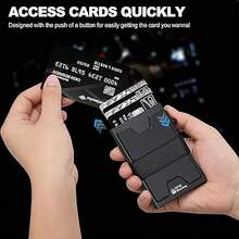 Men's Smart Pop Up Credit Card Holder, Minimalist Slim RFID Blocking Wallet, Money Clip, Durable Expandable Backplate, Pocket Purse - Multicolor - View 8