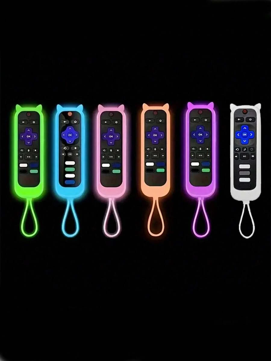 Glow-In-The-Dark Cat Ear Silicone Remote Control Protective Case With Lanyard, Shockproof, Anti-Slip, Dust-Proof, Compatible With Hisense TV Remote, Easy To Install, Full Button Access, For Home, Hotel, Dorm TV Remote Control - Multiple Styles - View 1