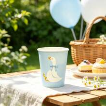 10/20/40pcs 9oz One Silly Goose Birthday Party Cups Blue Bow Goose Pattern Disposable Paper Cups, Suitable For 1st Birthday Party Decoration And Baby Shower Decoration - Blue Goose Paper Cup - View 5