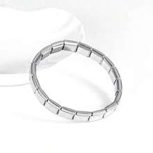 18pcs Blank Elastic Splicing Bracelet Starter Set, Italian Modular Splicing Basic Bracelet, Stainless Steel Material, Suitable For Daily Wear Or DIY Handmade - Smooth Module - View 2