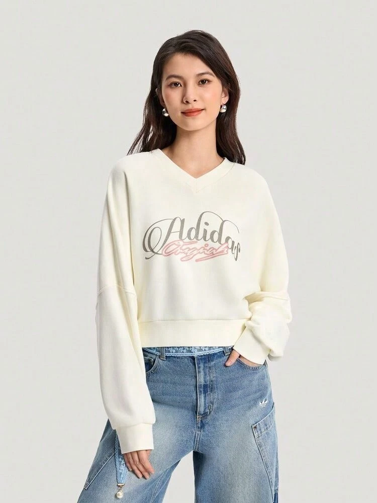 Adidas Originals Women's SWEAT CREW W Knit Sweatshirt Without Hood KR2623 - White - View 1