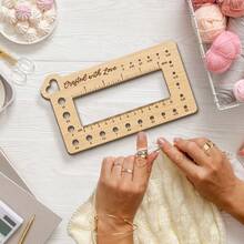 Multifunctional Wooden Knitting Needle & Crochet Hook Measuring Ruler With Size Chart Markings, Portable Needle Gauge Tool For Knitting, Crochet And Sewing, Ideal For Craft Enthusiasts - A - View 5
