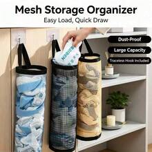 1 Set Estante de Almacenamiento de Bolsas de Plástico, Adecuado para Cocina, Almacenamiento Detrás de la Puerta, Organización de Cocina, Artículos Esenciales de Cocina, Accesorios de Cocina, Accesorios de Baño, Herramientas de Cocina del Hogar, Decoración de Cocina - Multicolor - Ver 1