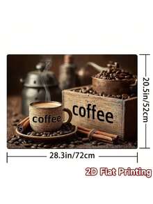 1pc 2D Flat Coffee-Themed Stove Top Cover - Gas/ Flat Stovetop & Glass Cooktop Compatible, Coffee Bean & Coffee Cup Design With Cinnamon Sticks - Easy-Clean Appliance Mat For Ovens, Washers, Dryers, Stove Panels, Kitchen Essentials - 20.5x28.3吋/52x72厘米 - 查看 4