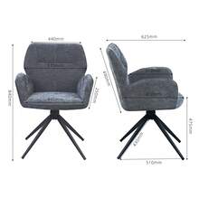 Set Of 2 Rotating Dining Chair With Metal Legs, Dark Grey - 深灰色 - 查看 4