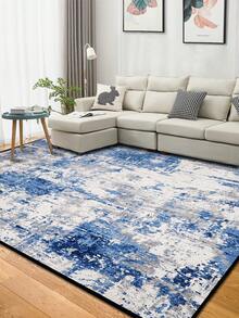 1pc Modern Geometric Area Rug, Washable Patchwork Print Polyester Rectangular Carpet, Easy Care Suitable For Living Room, Hallway, Bedside, Sitting Room, Bedroom, Office, Kitchen, Farmhouse Home Decor - Multicolor - View 11