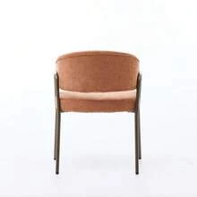 Chaises de salle à manger modernes en chenille avec accoudoirs, chaises d'appoint rembourrées avec pieds en laiton vieilli pour la cuisine et la salle à manger, vendues à l'unité, orange, SW1876OG - Orange - Voir 8