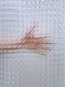 1件水立方浴室簾，3D加厚EVA，重磅防水透明款，附掛鉤，現代設計，適用於民宿酒店浴室 - 無色 - 查看 9