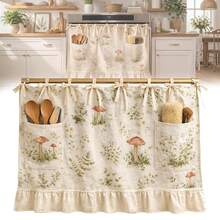 Pocket Oven Skirt, Handmade Oven Skirt, Modern Farmhouse Kitchen Decor, Ribbon Tie, Label And Ruffle Trim, Suitable For Dishwasher, Washing Machine And Range, Dust Cover To Hide Clutter - Multicolor - View 9